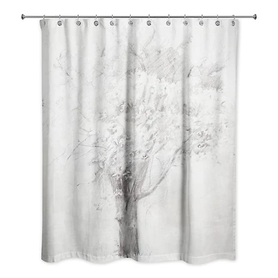 Tree Pencil Drawing Shower Curtain