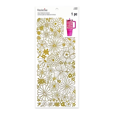 11.25" x 5" Gold Flowers Cold Transfer Sticker Wrap by Recollections™