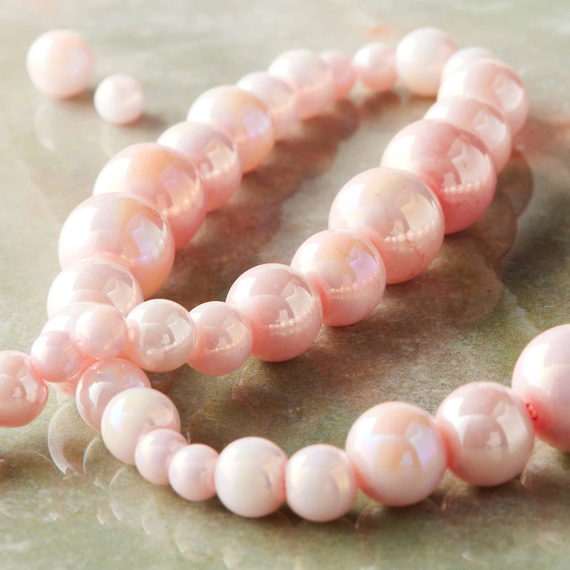 Pink Marble Glass Round Beads by Bead Landing™