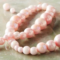 Pink Marble Glass Round Beads by Bead Landing™