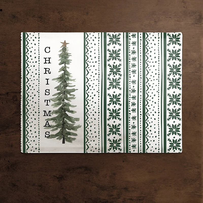 Christmas Tree Green Patterns Poly Twill Placemat