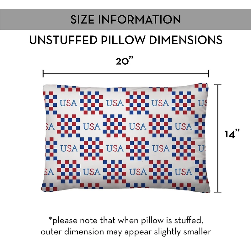 20" x 14" USA Check Pattern Indoor Outdoor Pillow