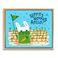 Stupell Industries Hippity Hoppity Hello Bunny Floater Framed Art