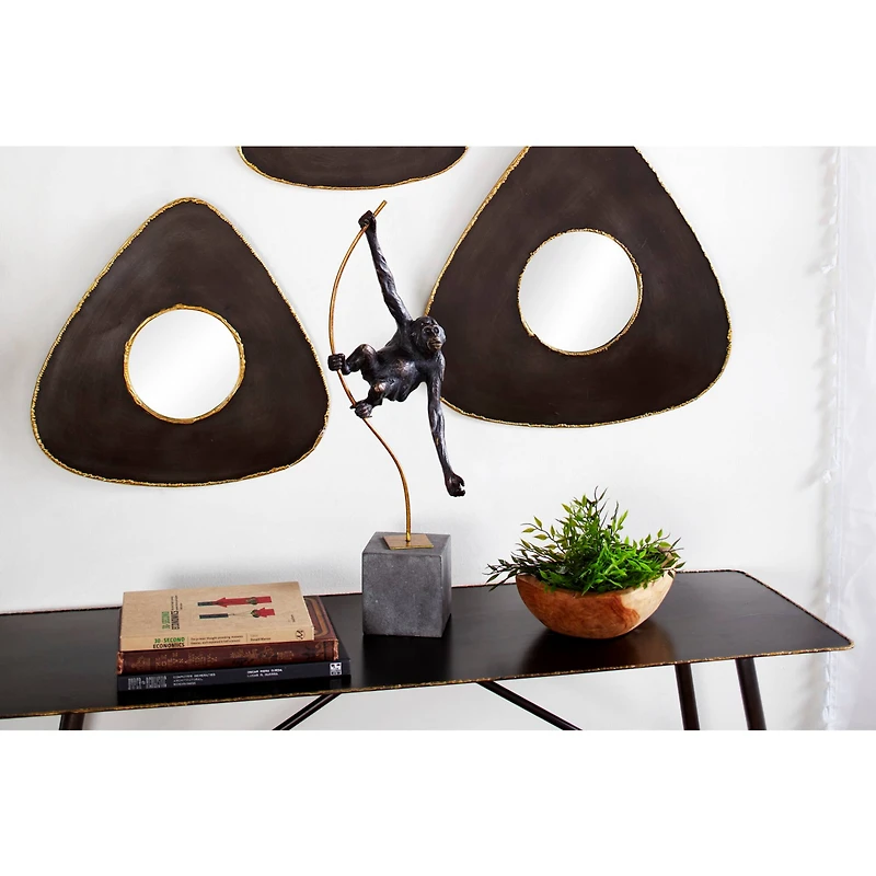 Black Resin Modern Sculpture, Monkey 23" x 7" x 5"