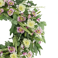 24" Artificial Poppy Spring Wreath