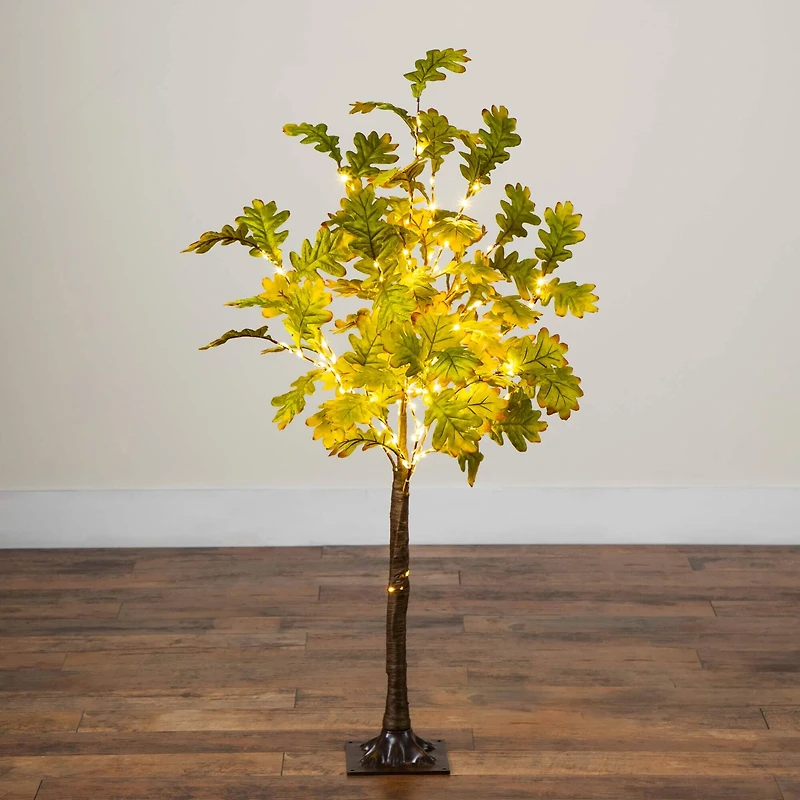 4ft. Pre-Lit Green Autumn Oak Artificial Fall Tree with 150 Warm White LED Lights