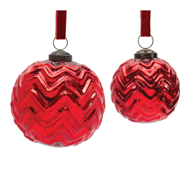 Red Mercury Glass Ball Ornament Set
