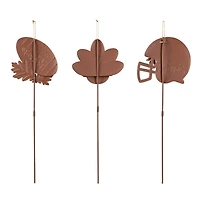 Glitzhome® 24" Thanksgiving Metal Football & Turkey Yard Stakes Set
