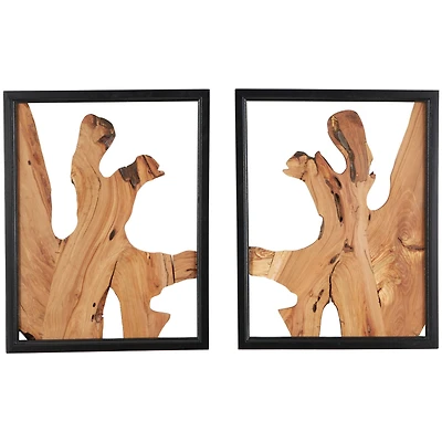 Brown Handmade Abstract Live Edge Wooden Slab Wall Décor Set