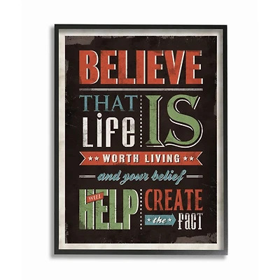 Stupell Industries Believe In Life Vintage Framed Giclee Textured Wall Art