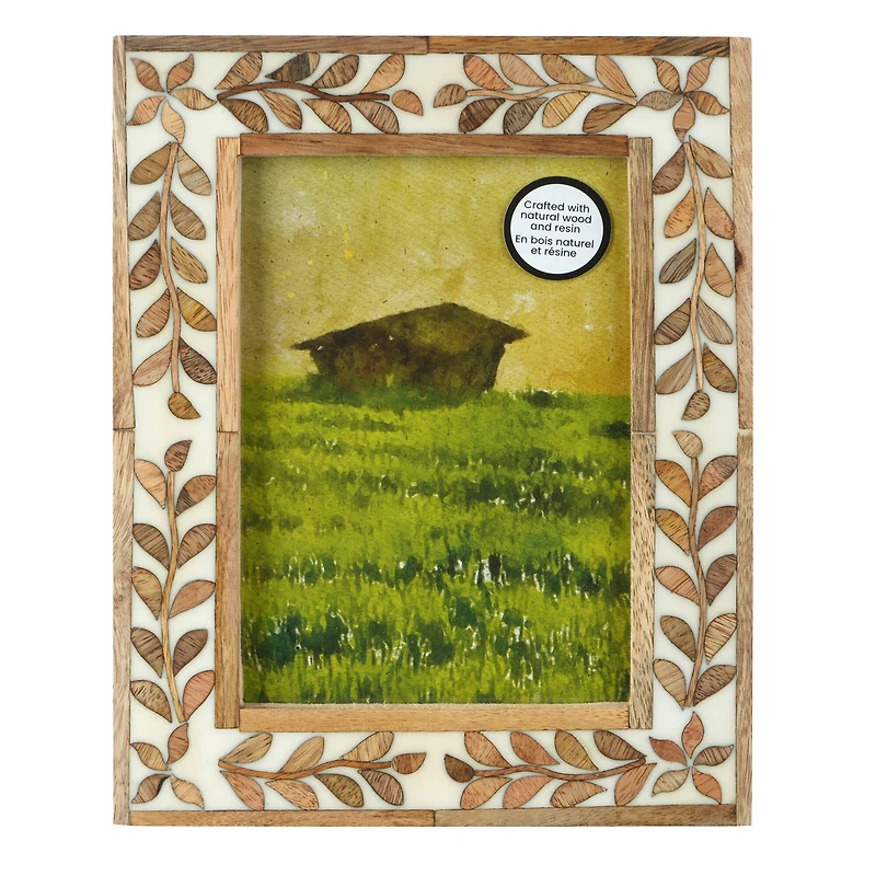 5" x 7" Brown & White Leaf Wood Tabletop Frame, Atelier by Studio Décor®