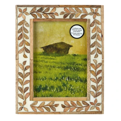 5" x 7" Brown & White Leaf Wood Tabletop Frame, Atelier by Studio Décor®