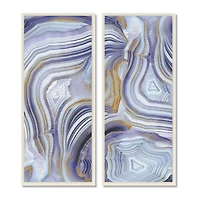 Stupell Industries Agate Crystal Pattern Gold Purple Abstract Design,7" x 17"