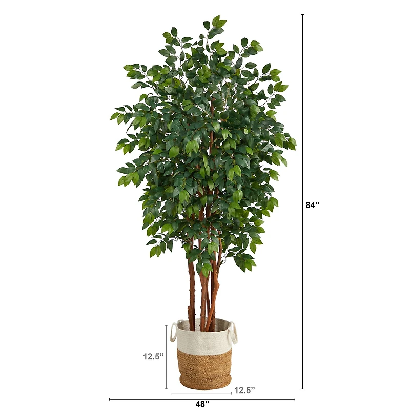 7ft. Sakaki Artificial Tree in Handmade Natural Jute and Cotton Planter