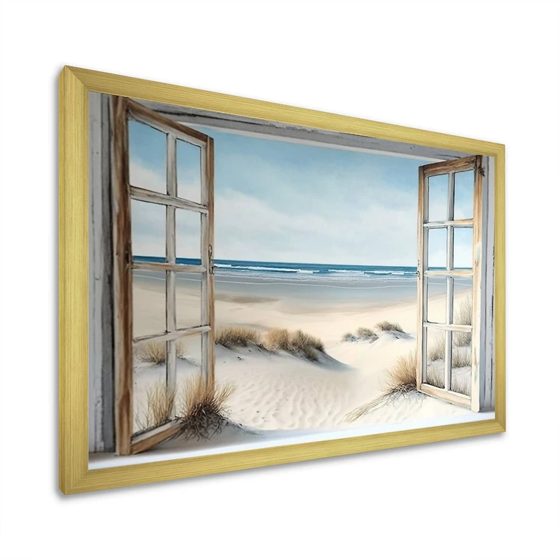 Designart 'Window To The Beach II' Beach Framed Canvas Wall Art