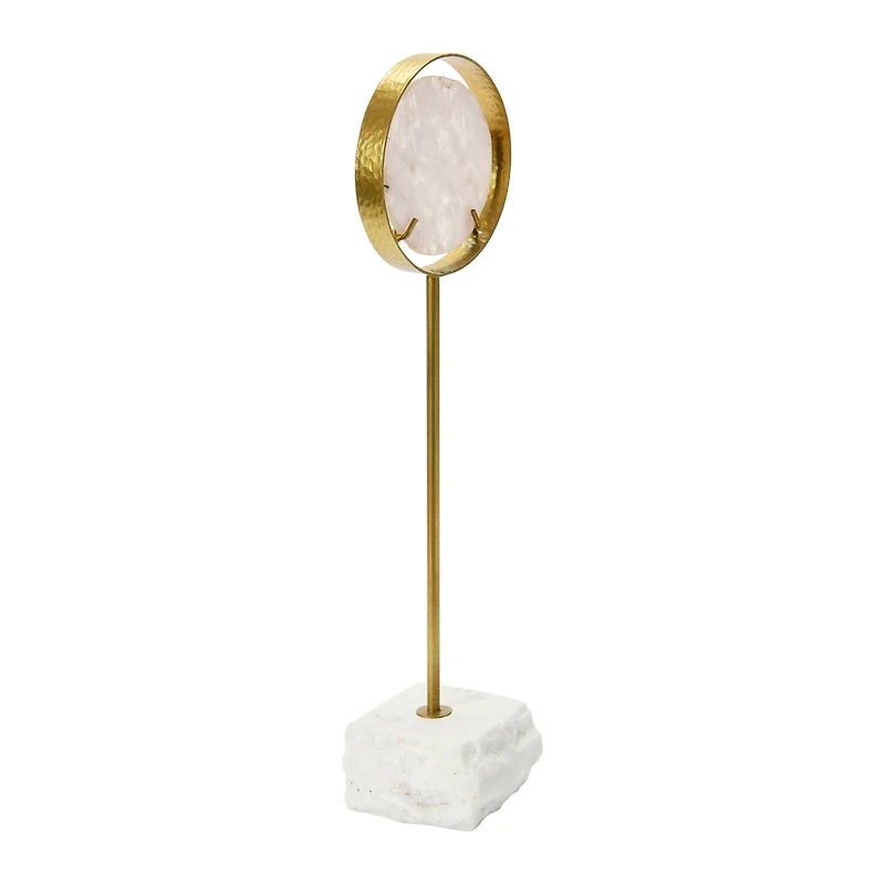 Hello Honey® 18" White Decorative Agate Accent on Metal & Marble Stand