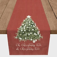 90" Oh Christmas Tree On Red Table Runner