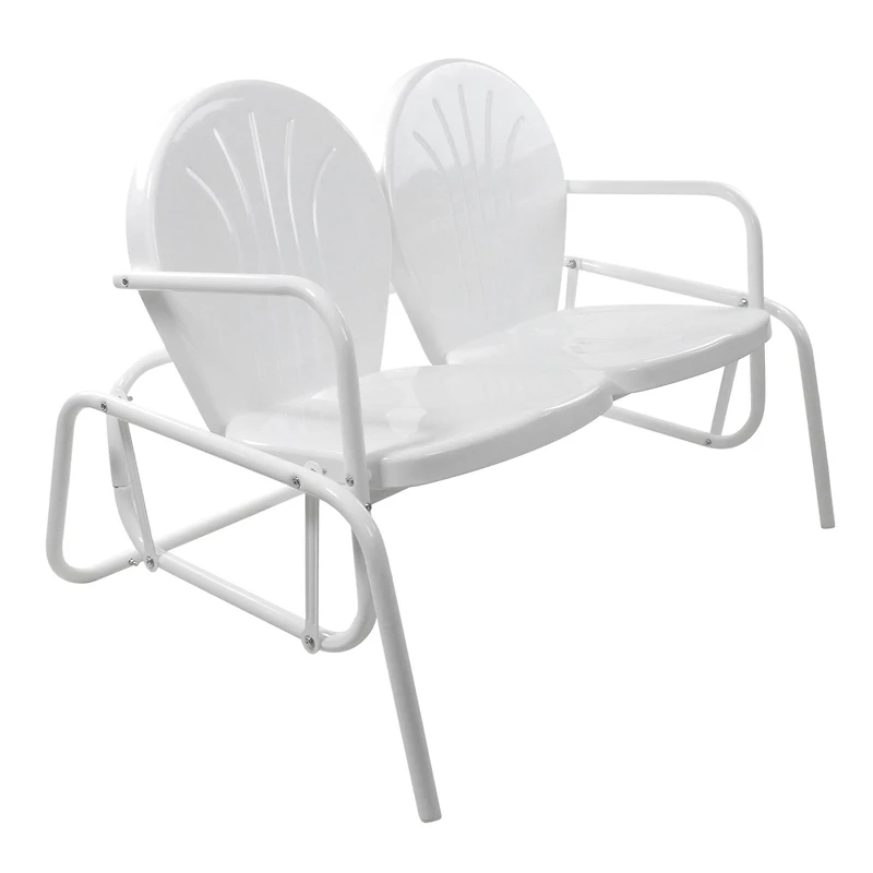 2-Person Outdoor Retro Metal Tulip Double Glider Patio Chair