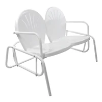 2-Person Outdoor Retro Metal Tulip Double Glider Patio Chair
