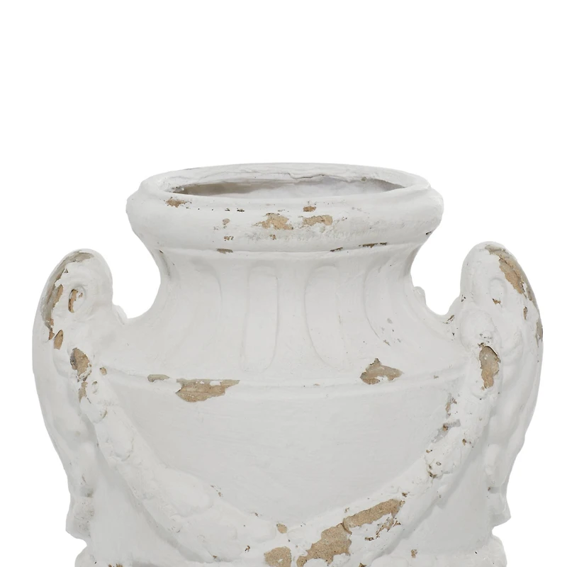 White Fiberglass Farmhouse Vase, 18" x 11" x 11"