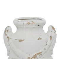 White Fiberglass Farmhouse Vase, 18" x 11" x 11"