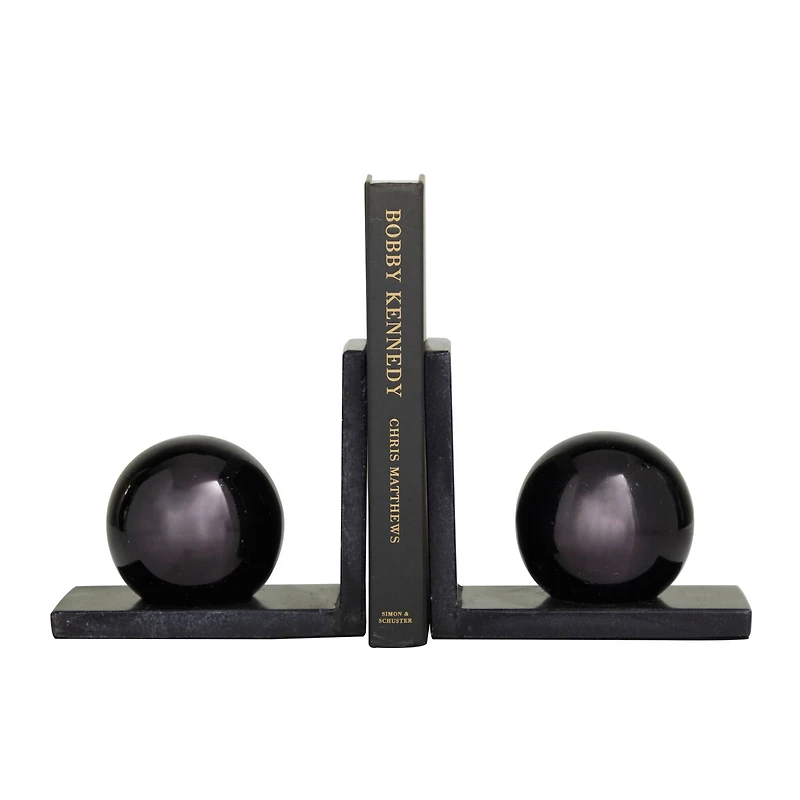 CosmoLiving by Cosmopolitan 6" Metallic Sphere & Marble Bookend Set