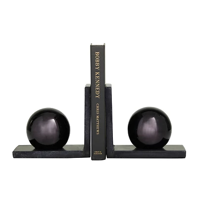 CosmoLiving by Cosmopolitan 6" Metallic Sphere & Marble Bookend Set