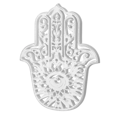 American Art Décor™ 11.5" Distressed Hamsa Hand Palm Eye Medallion Boho Wall Accent