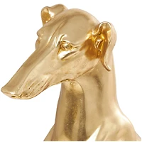32" Gold Dog Sitting Greyhound Sculpture