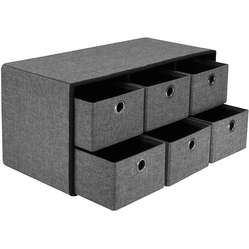 Sorbus 30" Gray Folding Bench with Drawers & Lid