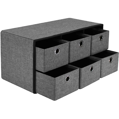 Sorbus 30" Gray Folding Bench with Drawers & Lid