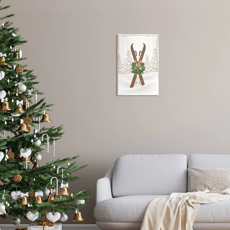 Stupell Industries Winter Skis Holiday Wreath Wall Plaque Art