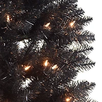 6.5ft. Pre-Lit Black Pencil Fraser Fir Artificial Christmas Tree, Clear Lights
