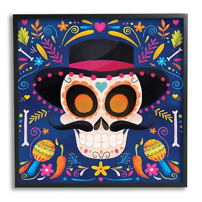 Stupell Industries Day Of Dead Patterned Skull Framed Giclee Art