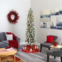 7.5ft. Pre-Lit Flocked Washington Alpine Artificial Christmas Tree, Warm White LED Lights