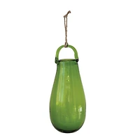 Hello Honey® 10" Green Hand Blown Glass Hanging Vase