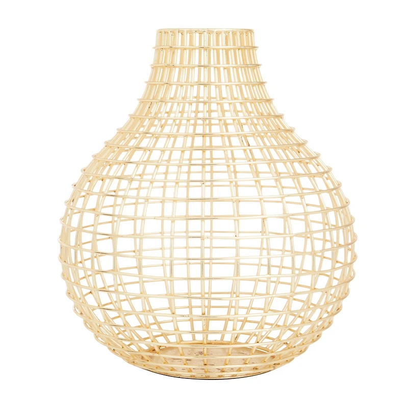 CosmoLiving by Cosmopolitan Gold Iron Modern Vase, 14" x 13" x 13"