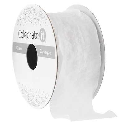 1" x 3yd. White Ruffled Edge Ribbon by Celebrate It® Classic