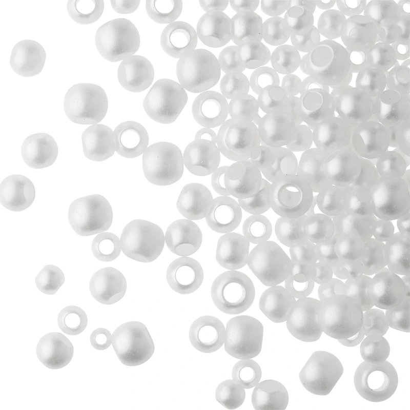 White Pearl Plastic Round Craft Beads by Bead Landing™