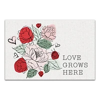 Love Grows Here Floral Canvas Wall Art