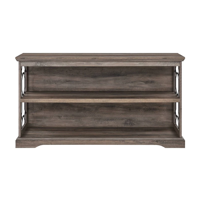 Walker Edison Gray Wash Lateral Bookshelf with Decorative Metal Sides