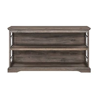 Walker Edison Gray Wash Lateral Bookshelf with Decorative Metal Sides