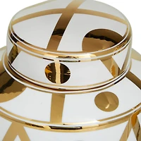 The Novogratz White & Gold Ceramic Geometric Decorative Jars Set