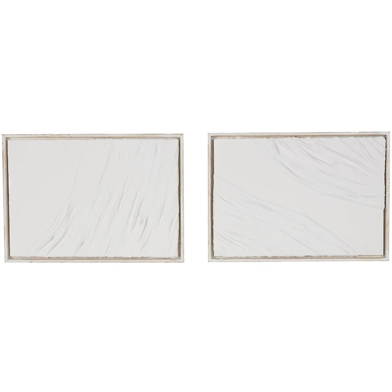 28" x 20" White Distressed Wood Abstract Wavy Wall Decor, Set of 2
