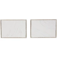 28" x 20" White Distressed Wood Abstract Wavy Wall Decor, Set of 2