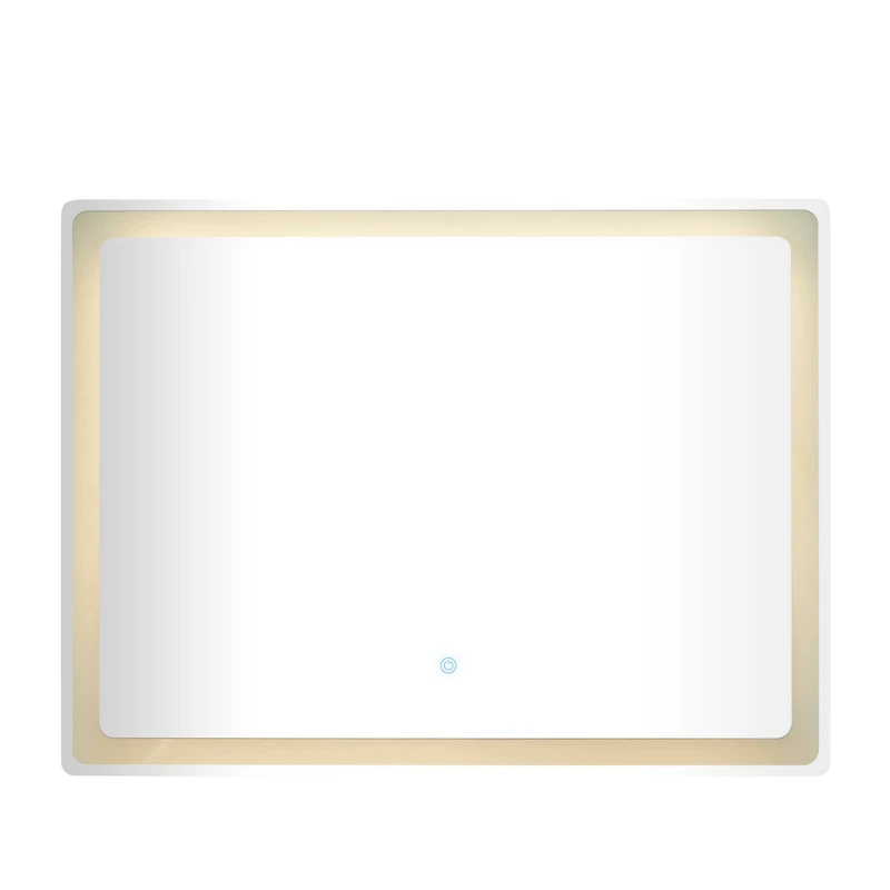 Clear Glass Modern LED Mirror, 39" x 1" x 30"