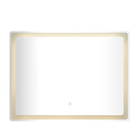 Clear Glass Modern LED Mirror, 39" x 1" x 30"