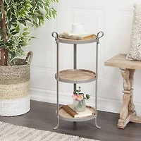 28" Gray Iron Industrial Accent Table