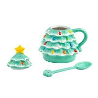 Seafoam Lidded Nostalgic Tree Mug with Spoon