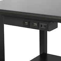 Simple Designs 57" 2 Tier Floor Lamp with USB & Outlet